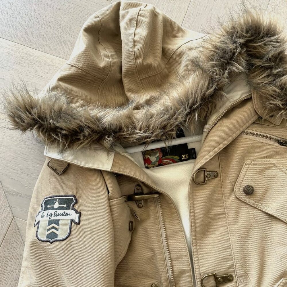 b By Burton Tan Canvas Mountain Winter Snowboard Jacket XS